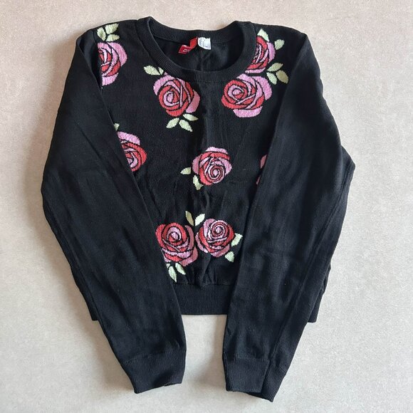 H&M Black Rose Sweater ASO Louisa Clark in Me Before You - Picture 3 of 9